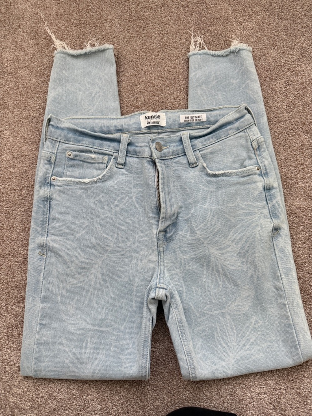 Light Blue Palm-Print Skinny Jeans - Picture 4 of 6